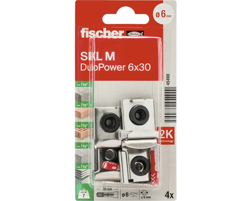 Hmoždinky Fischer SIKL M s drápkovou fixací, 6x30 milimetrů, 4 kusy
