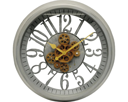 Dekorativní nástěnné hodiny s viditelným hodinovým strojkem