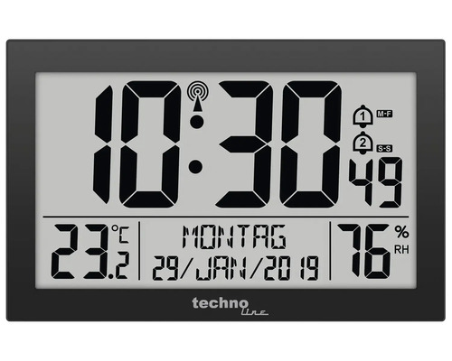 Digitální meteorologická stanice se zobrazením času, data, teploty a vlhkosti