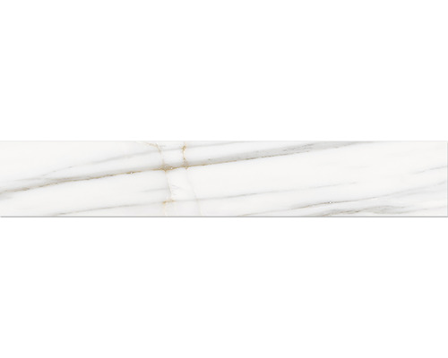 Sokl Imitace mramoru Lucca Bianco Gold Mat 60 x 10 cm Vzor dlaždic s mramorovým vzhledem