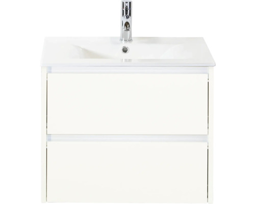 Koupelnová skříňka s umyvadlem Sanox Dante 61 cm bílá Umyvadlová skříňka se dvěma zásuvkami a vodovodní baterií