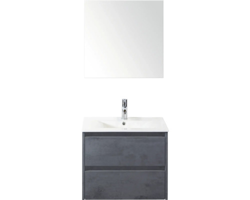 Umyvadlová skříňka s umyvadlem, baterií a zrcadlem do koupelny