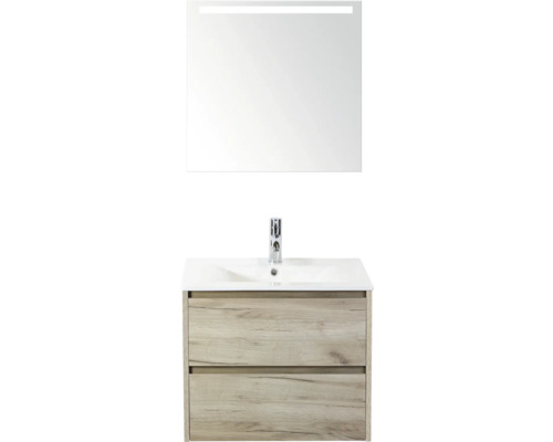 Umyvadlo se skříňkou, umyvadlem, baterií a zrcadlem s osvětlením