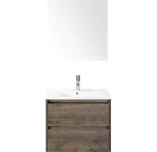 Kombinace umyvadla se zrcadlem, baterií a dvěma zásuvkami