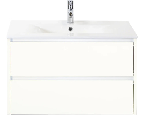 Koupelnová skříňka s umyvadlem Sanox Dante 81 cm bílá Skříňka pod umyvadlo se dvěma zásuvkami a armaturou