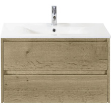 Skříňka pod umyvadlo se dvěma zásuvkami a keramickým umyvadlem