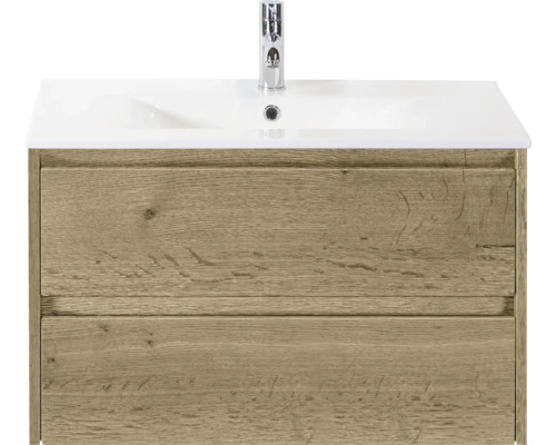 Skříňka pod umyvadlo se dvěma zásuvkami a keramickým umyvadlem