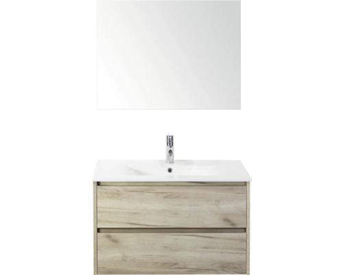 Skříňka s umyvadlem, zrcadlem a dvěma zásuvkami