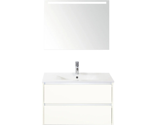 Koupelnová sestava Sanox Dante 81 cm bílá Kombinace umyvadla s umyvadlem, spodní skříňkou a osvětleným zrcadlem