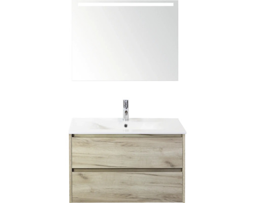 Koupelnová sestava Sanox Dante 81 cm craft oak Umyvadlo se skříňkou a zrcadlem s osvětlením do koupelny