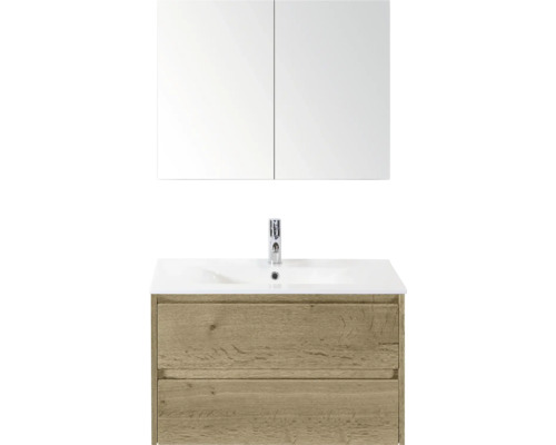 Skříňka pod umyvadlo se zrcadlem a dvěma zásuvkami