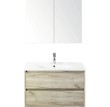 Sestava koupelnového nábytku s umyvadlovou skříňkou, umyvadlem a zrcadlovou skříňkou