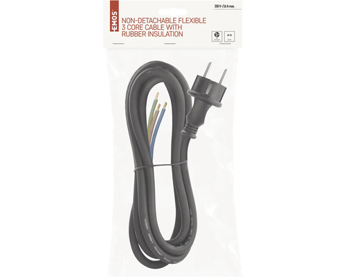 Neodpojitelný flexibilní třížilový kabel s gumovou izolací