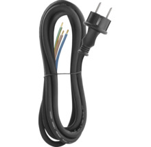 Černý napájecí kabel se zástrčkou a otevřenými konci kabelů