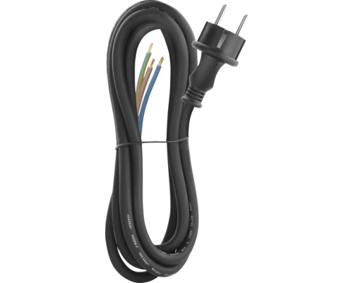 Černý napájecí kabel se zástrčkou a otevřenými konci kabelů