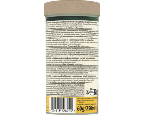 Tetra ReptoMin Sticks 60 gramů, hlavní krmivo pro vodní želvy