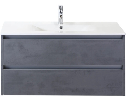 Koupelnová skříňka s umyvadlem Sanox Dante 101 cm beton antracit Skříňka pod umyvadlo se dvěma zásuvkami a umyvadlem