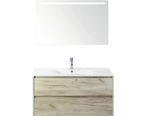 Umyvadlová sestava se zrcadlem a dvěma zásuvkami