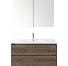 Umyvadlová skříňka se zrcadlem, umyvadlem a dvěma zásuvkami