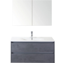 Umyvadlová skříňka se dvěma zásuvkami, umyvadlem a zrcadlovou skříňkou