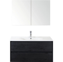 Kombinace umyvadla se zrcadlovou skříňkou, umyvadlem, baterií a zásuvkami