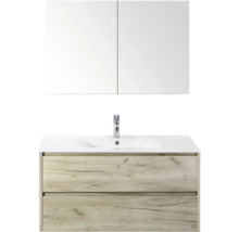 Umyvadlo s umyvadlovou skříňkou, zrcadlem a baterií