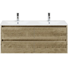 Skříňka pod umyvadlo se dvěma umyvadly a čtyřmi zásuvkami