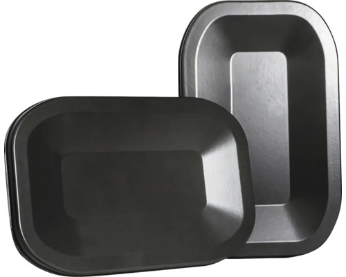 Dva černé, obdélníkové plastové květináče