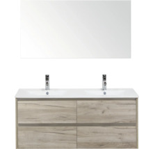 Sestava koupelnového nábytku s umyvadlovou skříňkou, umyvadlem na desku a zrcadlem