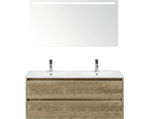 Sestava koupelnového nábytku s umyvadlovou skříňkou, umyvadlem a zrcadlem