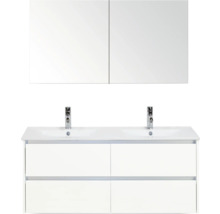 Kombinace umyvadla se dvěma umyvadly a zrcadlová skříňka do koupelny