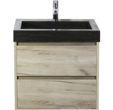 Skříňka pod umyvadlo se zásuvkami a tmavým umyvadlem na desku