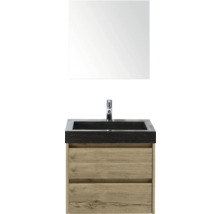 Umyvadlo se zrcadlem, spodní skříňka se dvěma zásuvkami a vodovodní baterií