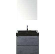 Umyvadlová skříňka s umyvadlem, vodovodní baterií a zrcadlem