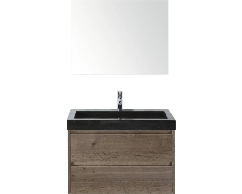 Umyvadlová souprava se zrcadlem, umyvadlem, baterií a spodní skříňkou se dvěma zásuvkami