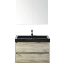 Sestava koupelnového nábytku s umyvadlovou skříňkou, umyvadlem a zrcadlovou skříňkou