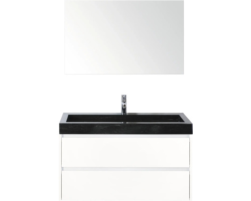 Umyvadlová skříňka se zrcadlem, baterií a zásuvkami