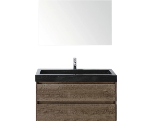 Kombinace umyvadla se zrcadlem, umyvadlem, baterií a spodní skříňkou