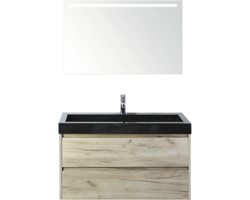 Umyvadlová sestava s umyvadlem, baterií a zrcadlem do koupelny