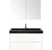 Umyvadlová sestava se zrcadlovou skříňkou, armaturou a dvěma zásuvkami