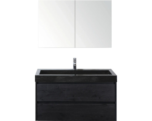 Kombinace umyvadla se zrcadlovou skříňkou do koupelny