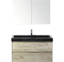 Kombinace umyvadla se zrcadlovou skříňkou, umyvadlem, armaturou a spodní skříňkou do koupelny