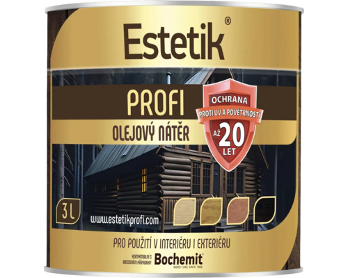 Olej na dřevo Estetik Profi odstín palisandr 3 l Olejová barva Estetik Profi 3 litry plechovka pro vnitřní i venkovní použití
