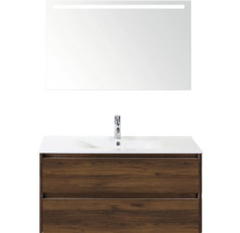 Umyvadlo se skříňkou, umyvadlem a zrcadlem s osvětlením