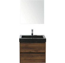 Umyvadlo se zrcadlem, baterií, spodní skříňkou a dvěma zásuvkami do koupelny