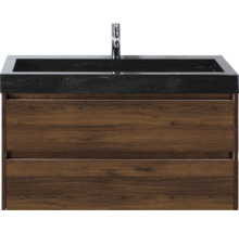 Skříňka pod umyvadlo s černým umyvadlem a dvěma zásuvkami