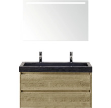 Kombinace umyvadla s umyvadlem, spodní skříňkou a zrcadlem s osvětlením