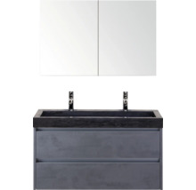 Umyvadlo se dvěma umyvadly, spodní skříňkou a zrcadlovou skříňkou