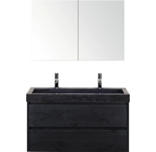 Koupelnová sestava s dvěma zásuvkami, umyvadlem a zrcadlovou skříňkou