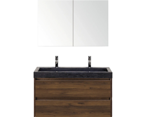 Sestava koupelnového nábytku s umyvadlovou skříňkou, umyvadlem a zrcadlovou skříňkou